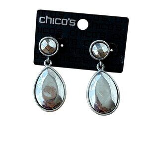 Chicos Silver Teardrop Dangle Earrings